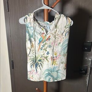 H&M Green and White Tropical Tank Top